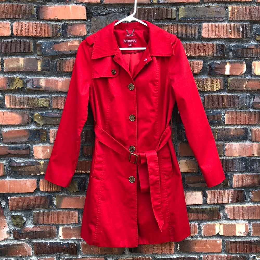 Merona Red Trench Coat | Water Repellent | Sz M